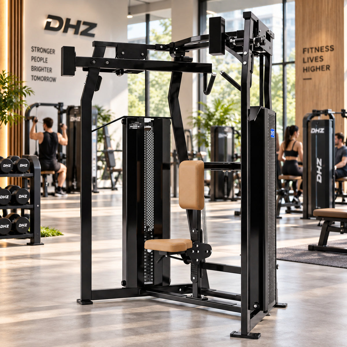 DHZ Fitness PM2045 braune Polsterung im modernen DHZ Fitnessstudio