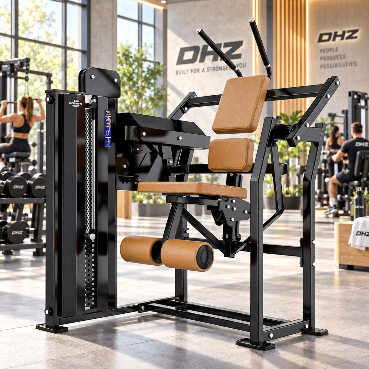DHZ Fitness PM2046 braune Polsterung im modernen DHZ Fitnessstudio