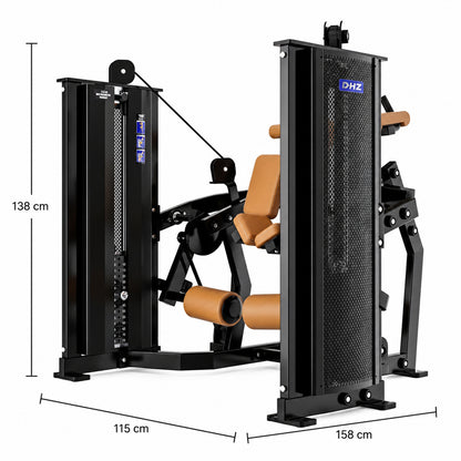 DHZ Fitness PM2047 braune Polsterung Abmessungen 158 x 115 x 138 cm