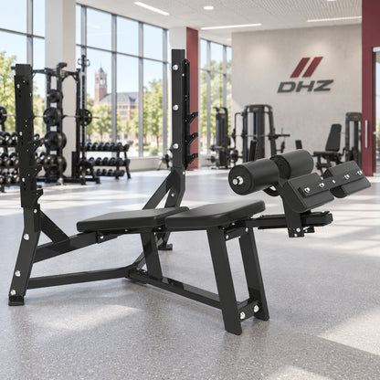 DHZ S-FORCE PM3014 Olympic Decline Bench – schwarze Ausführung im hellen DHZ Fitnessstudio