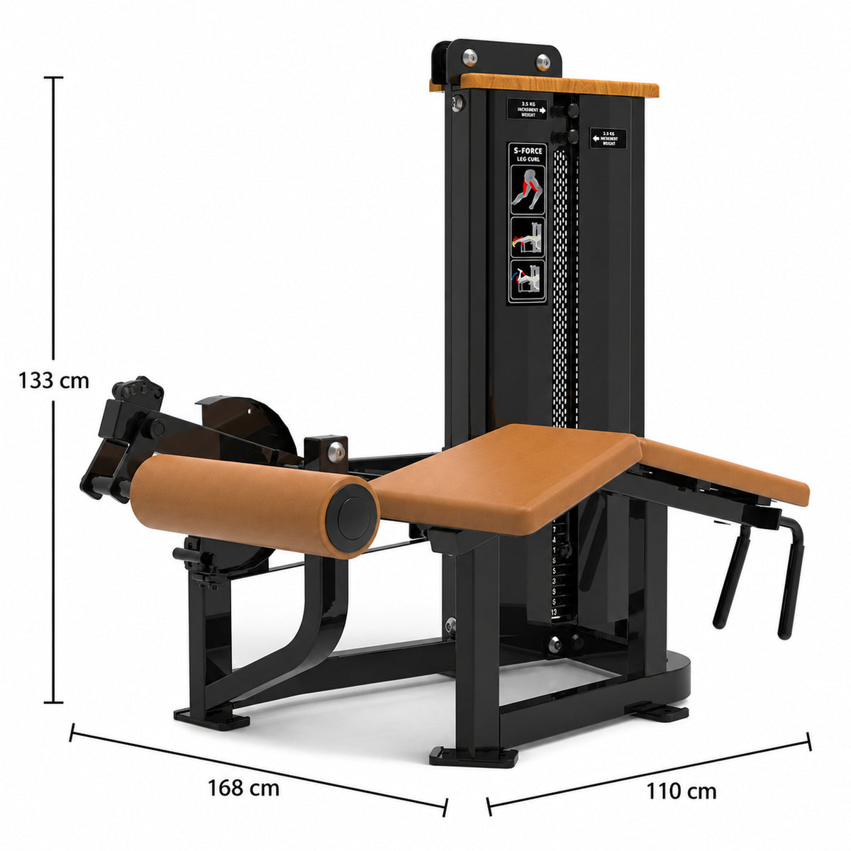 DHZ Fitness SM5001 braune Polsterung Abmessungen 168 x 110 x 133 cm
