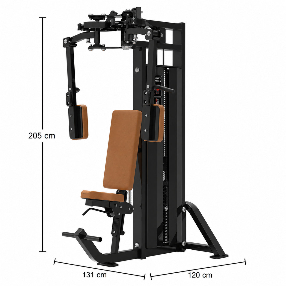 DHZ Fitness SM5004 braune Polsterung Abmessungen 131 x 120 x 205 cm