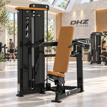 DHZ Fitness S-Force SM5006 Schulterpresse braune Polsterung im modernen DHZ Fitnessstudio