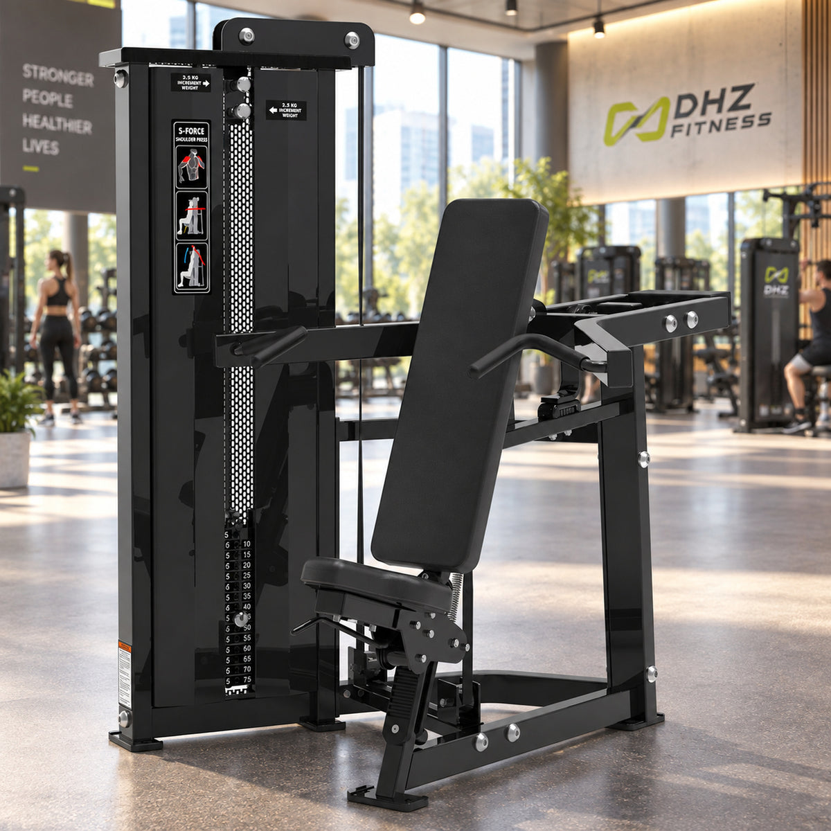 DHZ Fitness S-Force SM5006 Schulterpresse schwarz im modernen DHZ Fitnessstudio