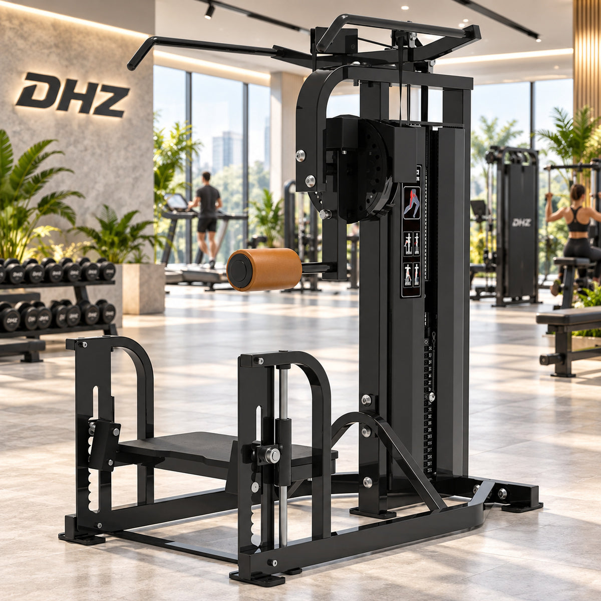 DHZ Fitness S-Force SM5011 Multi-Hip braune Polsterung im modernen DHZ Fitnessstudio