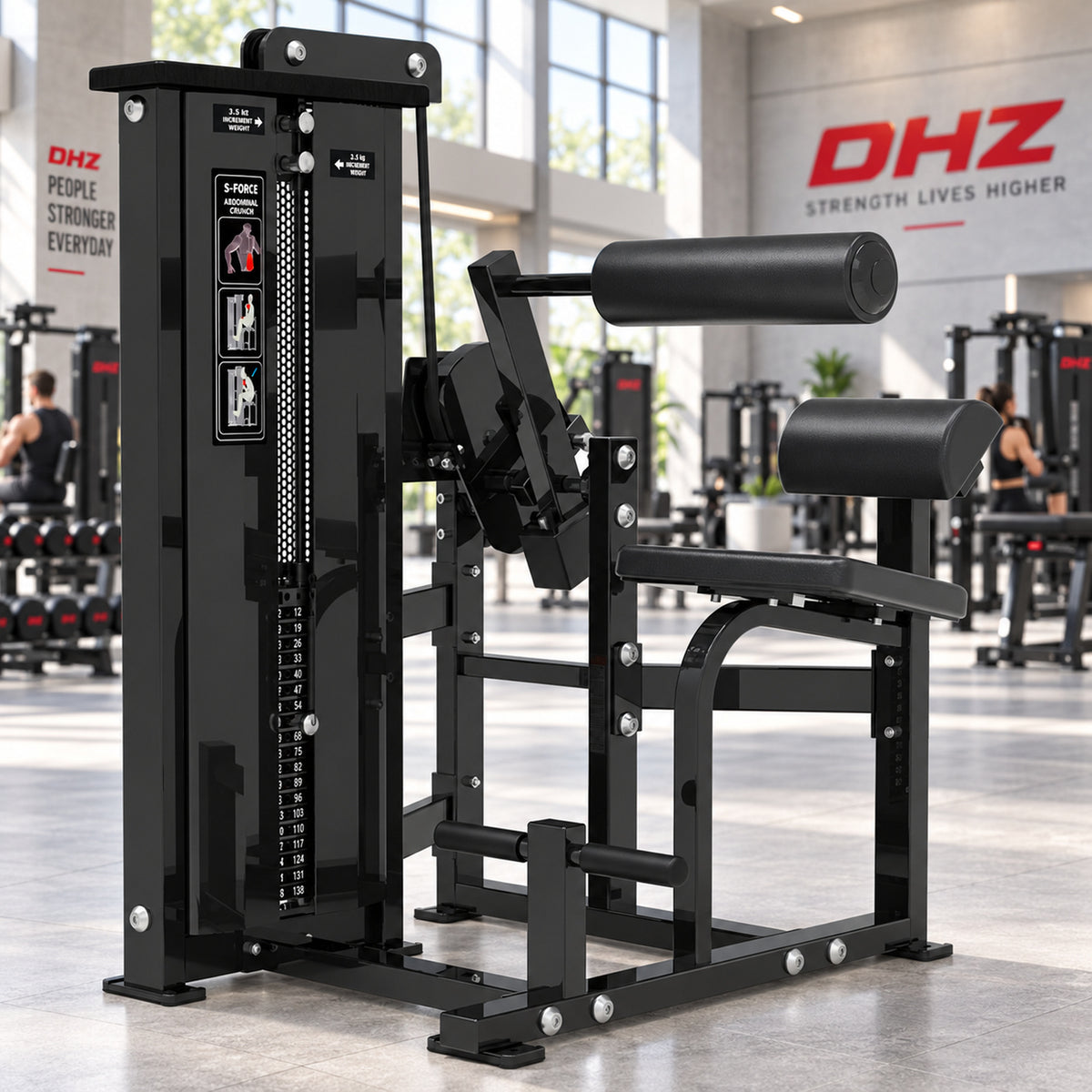 DHZ S-FORCE SM5014 Abdominal Isolator – schwarze Polster – Studio-Lifestylebild