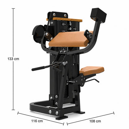 DHZ S-FORCE SM5030 Camber Curl – braune Polster – Abmessungen 116 × 108 × 133 cm
