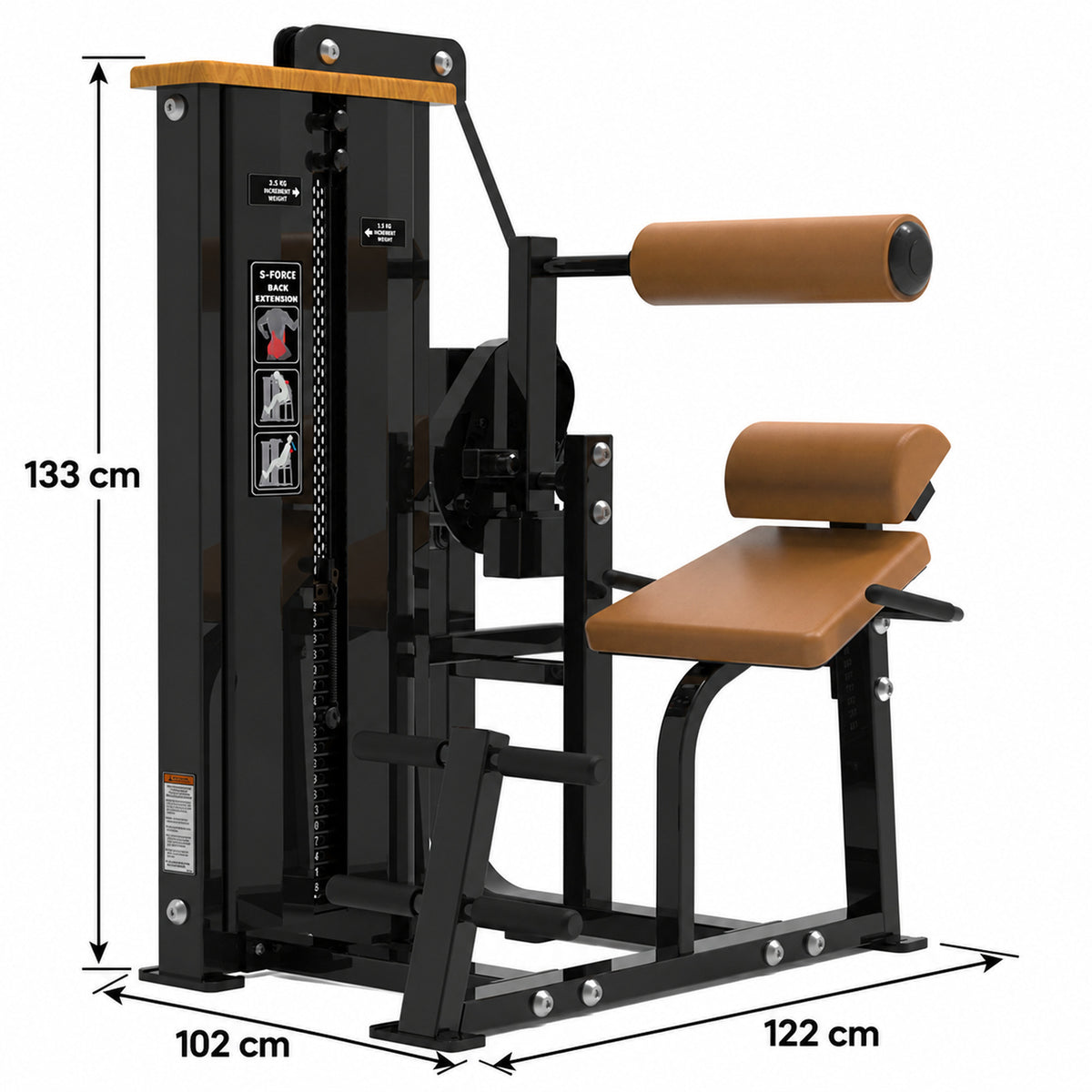 DHZ Fitness SM5031 braune Polsterung – Abmessungen 122 × 102 × 133 cm