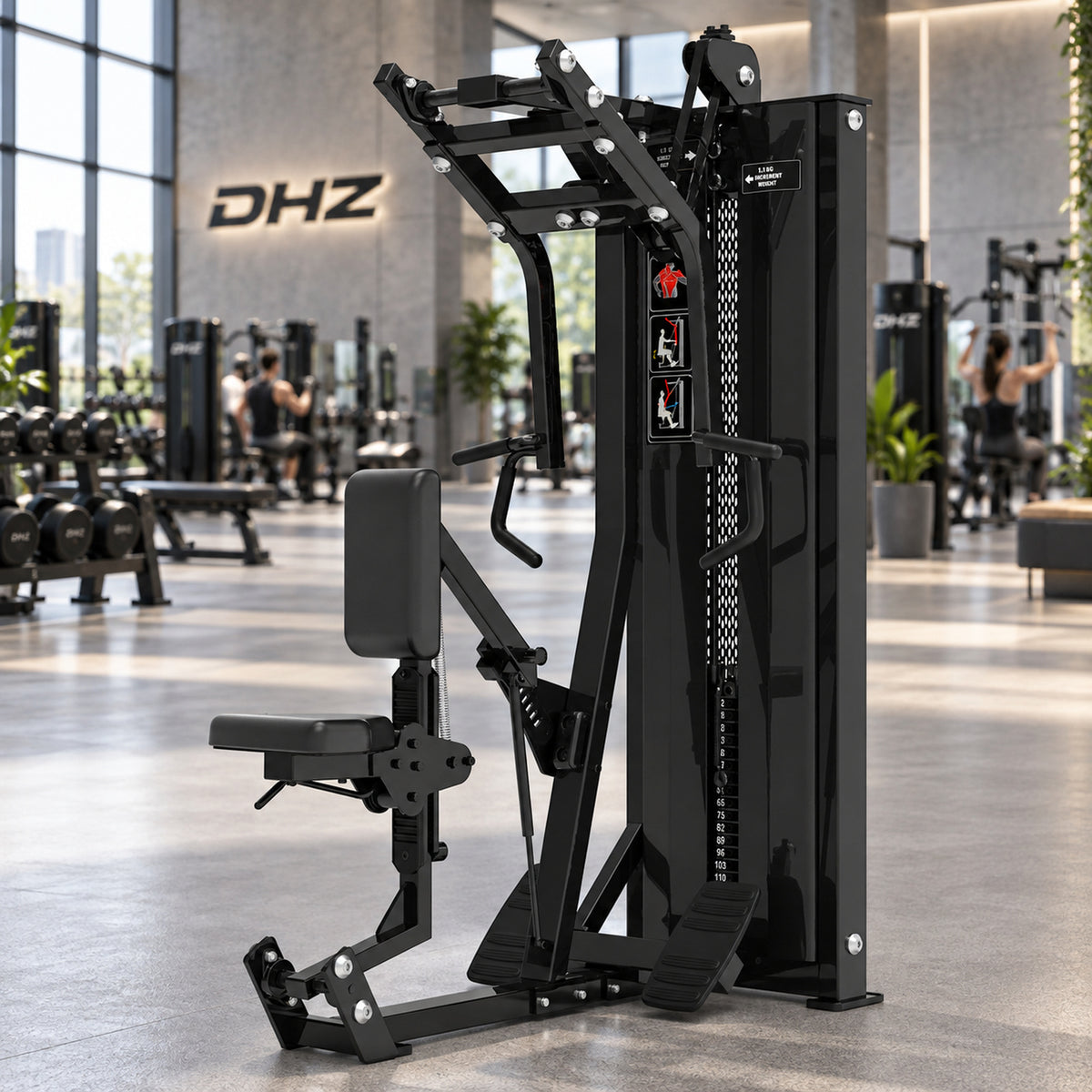 DHZ Fitness SM5034 schwarze Polsterung im hellen DHZ Fitnessstudio