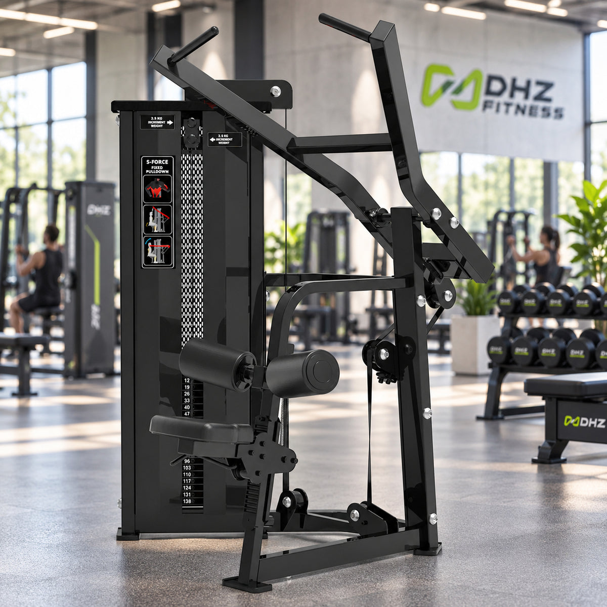 DHZ Fitness SM5035 schwarze Polsterung im hellen DHZ Fitnessstudio
