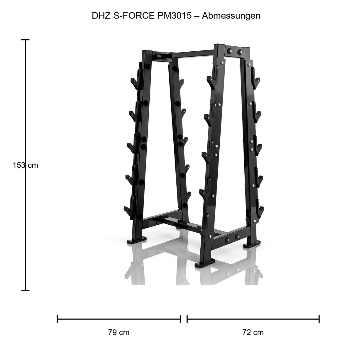 DHZ S-FORCE PM3015 Schwarz Abmessungen 79 x 72 x 153 cm