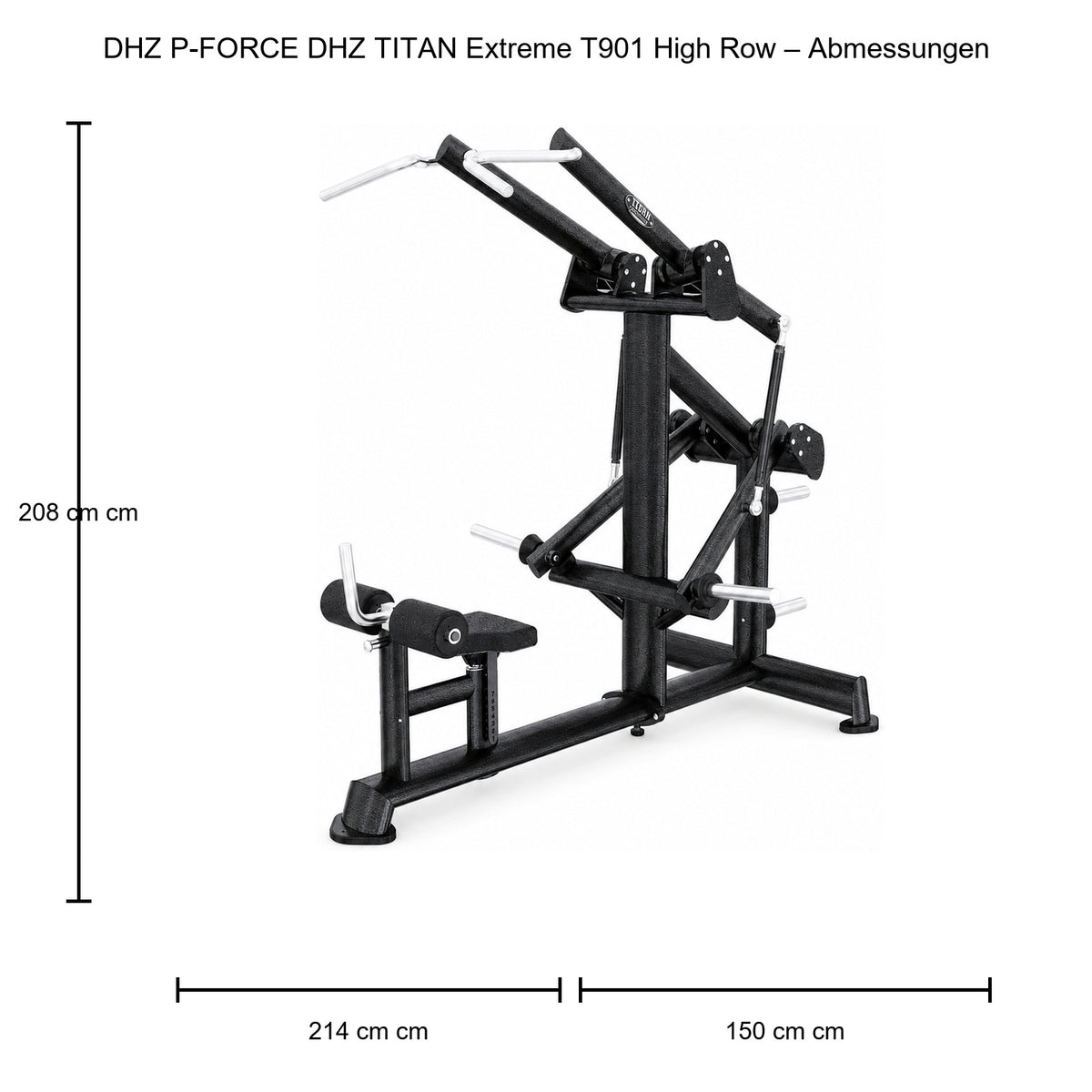 DHZ TITAN Extreme T901 High Row – Obsidian Black – Abmessungen 214 × 150 × 208 cm
