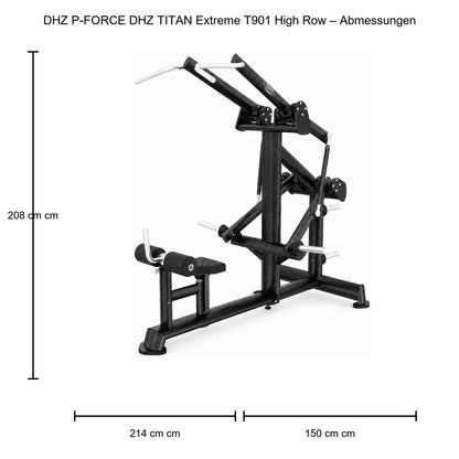 DHZ TITAN Extreme T901 High Row – Obsidian Black – Abmessungen 214 × 150 × 208 cm