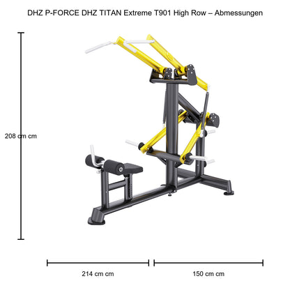 DHZ TITAN Extreme T901 High Row – Schwarz-Gold – Abmessungen 214 × 150 × 208 cm