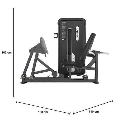 DHZ U3003A Leg Press – geführte Beinpresse der EVOST II Kraft Serie – Maßzeichnung mit Produktabmessungen 190 × 110 × 162 cm