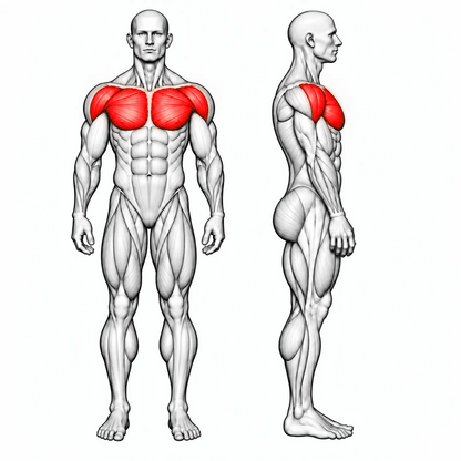 DHZ U3004A Pectoral Machine – animierte Muskelgruppen: Brust und vordere Schulter primär