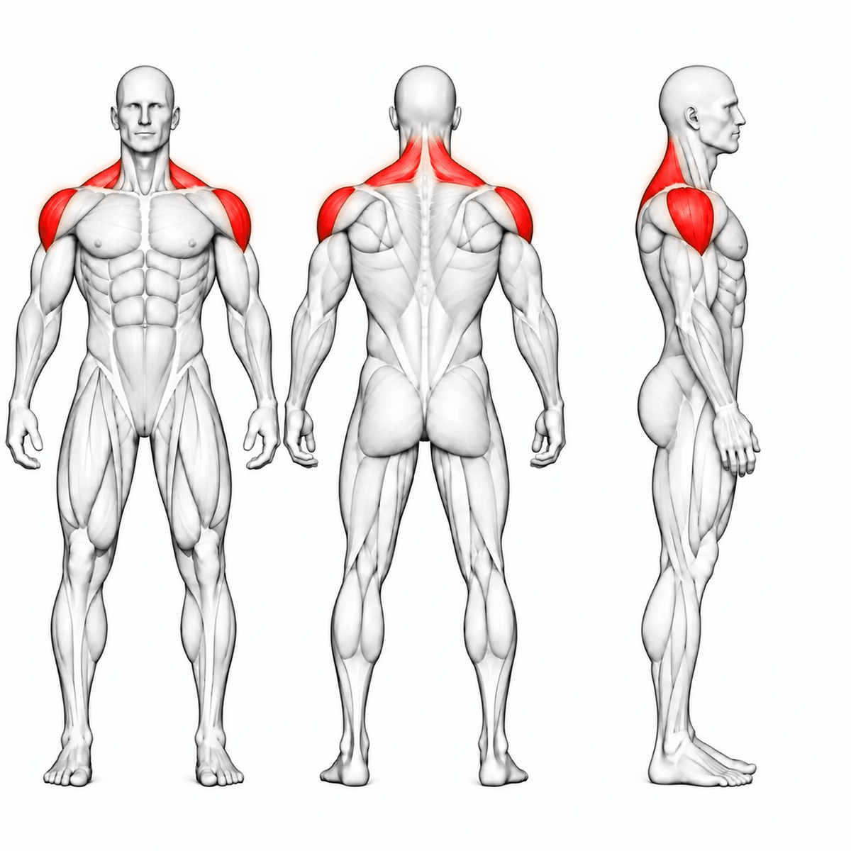 DHZ U3005A Lateral Raise – animierte Muskelgruppen: seitliche Schulter und oberer Trapez primär