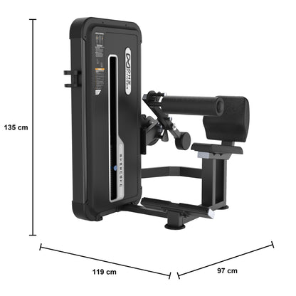 DHZ U3073A Abdominal Isolator – geführte Bauchmuskelmaschine der EVOST II Kraft Serie – Maßzeichnung mit Produktabmessungen 119 × 97 × 135 cm