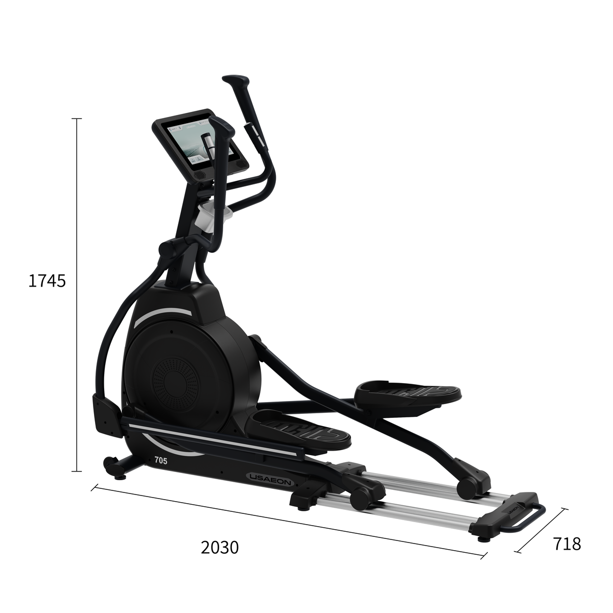 USAEON 705D Profi Crosstrainer für Fitnessstudio - Abmessungen