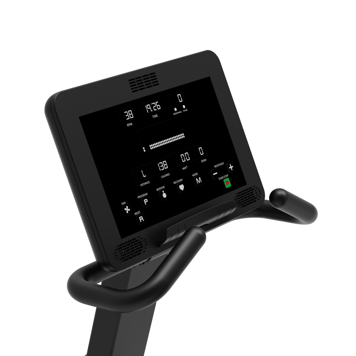 USAEON 705R Profi Liegeergometer Fitnessstudio – Detailansicht von Display und Trainingskonsole – Ansicht 2