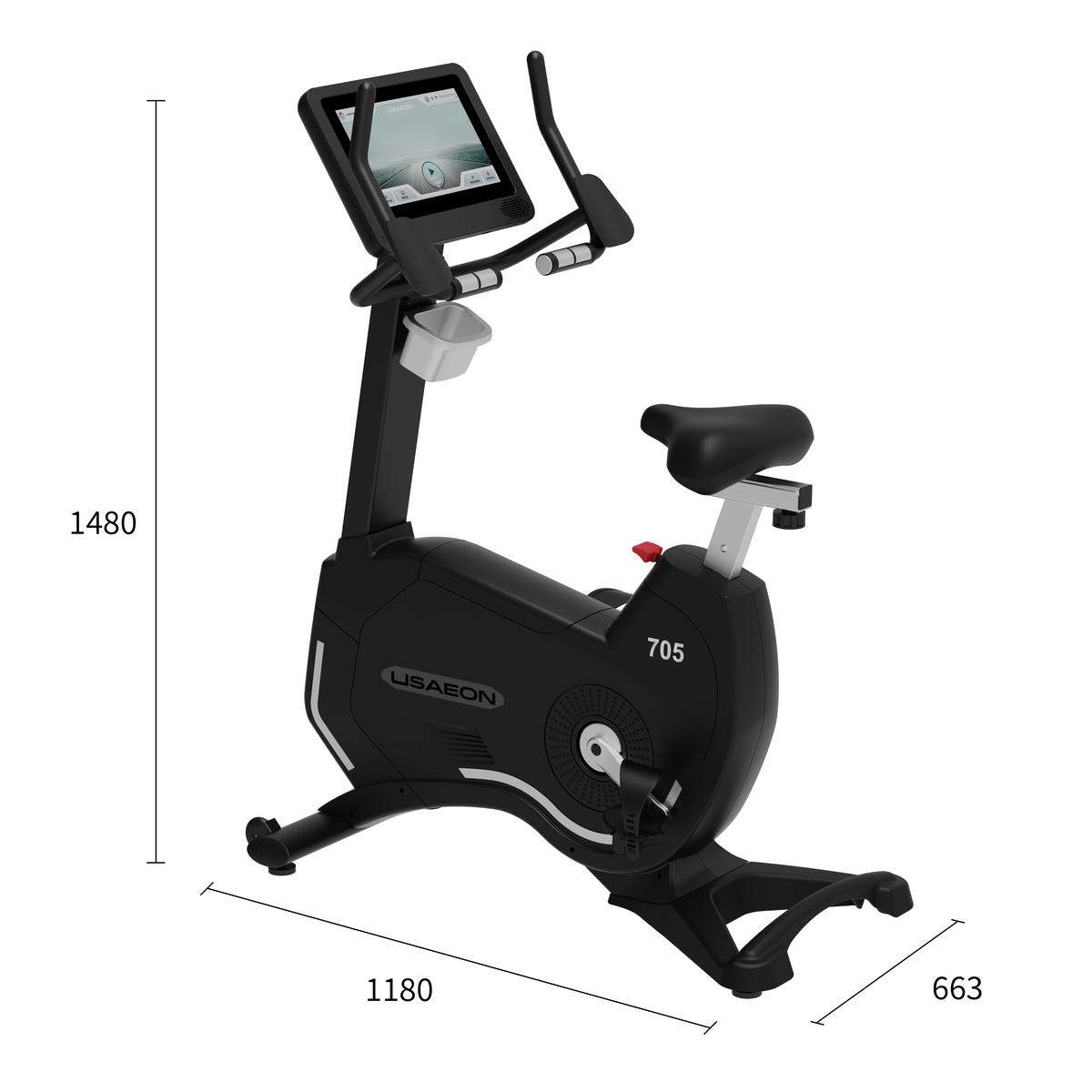 USAEON 705U Profi Ergometer für Fitnessstudio - Abmessungen