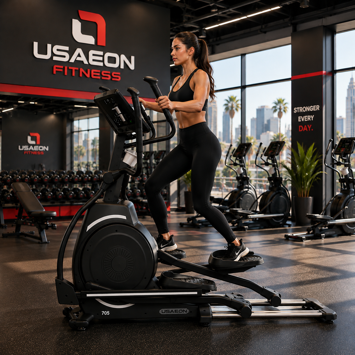 USAEON 705D Profi Crosstrainer Fitnessstudio – Geräteansicht im professionellen Fitnessstudio – Ansicht 2