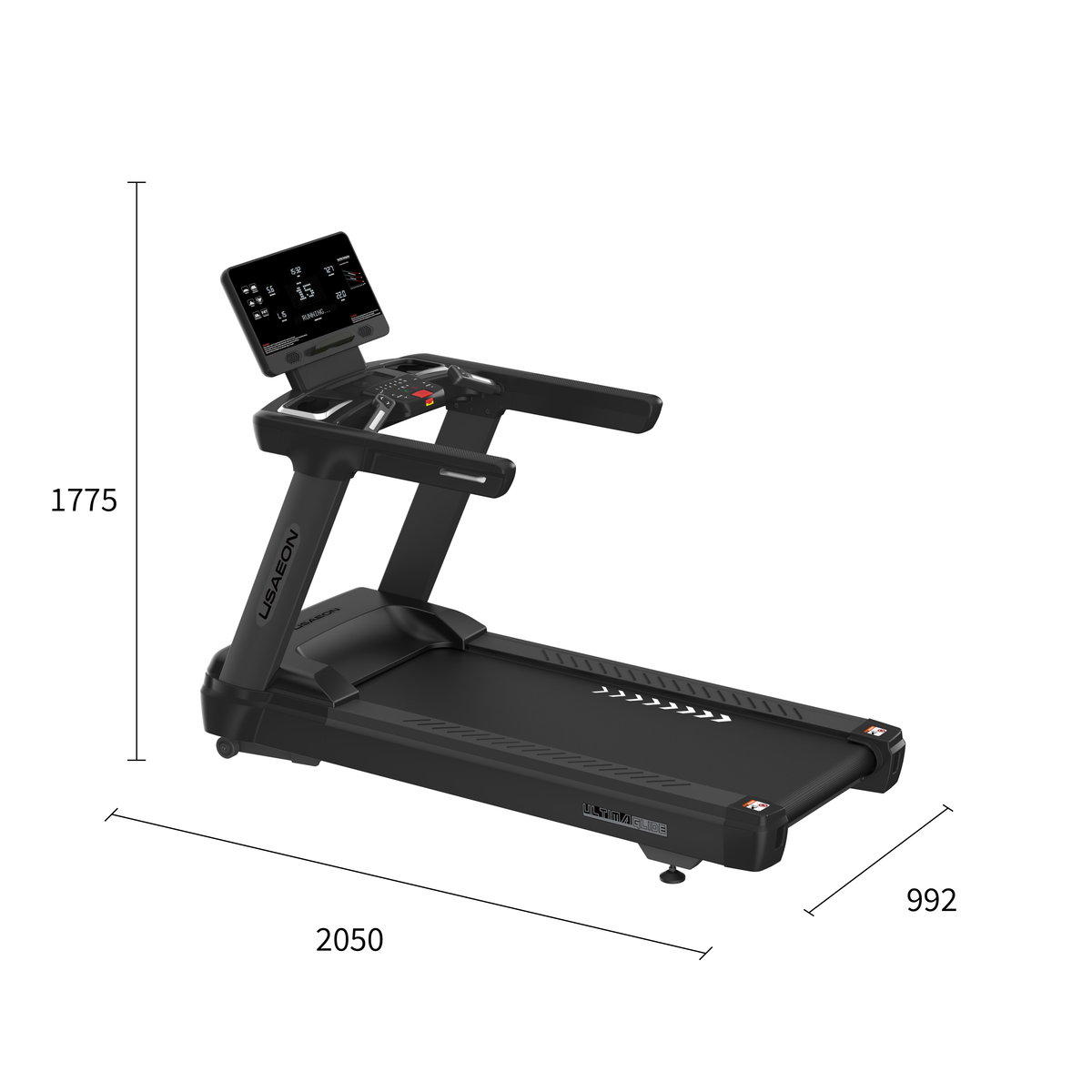 USAEON ULTIMAGLIDE AI950 Premium Profi Laufband für Fitnessstudio - Abmessungen