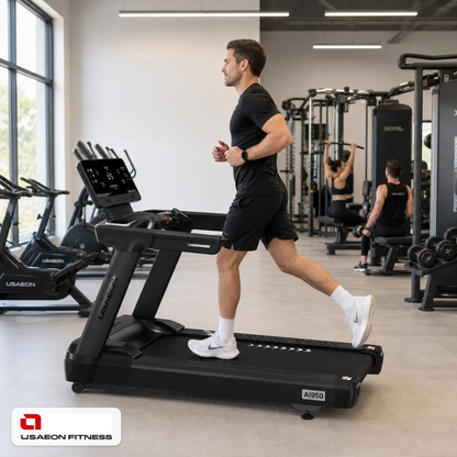 USAEON ULTIMAGLIDE AI950 Profi Laufband – Geräteansicht im professionellen Fitnessstudio
