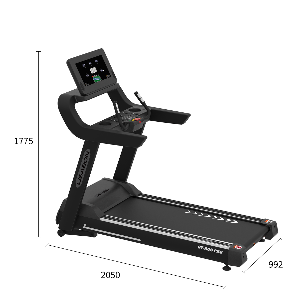 USAEON GT800PRO Profi Laufband für Fitnessstudio - Abmessungen