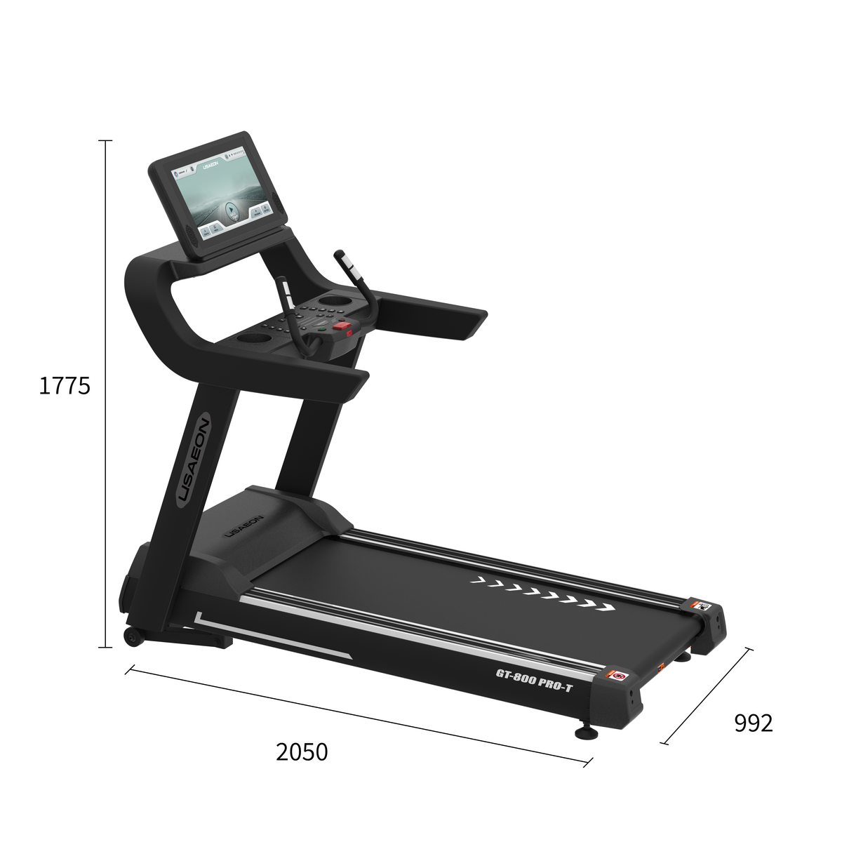 USAEON GT800PRO Profi Laufband für Fitnessstudio - Abmessungen