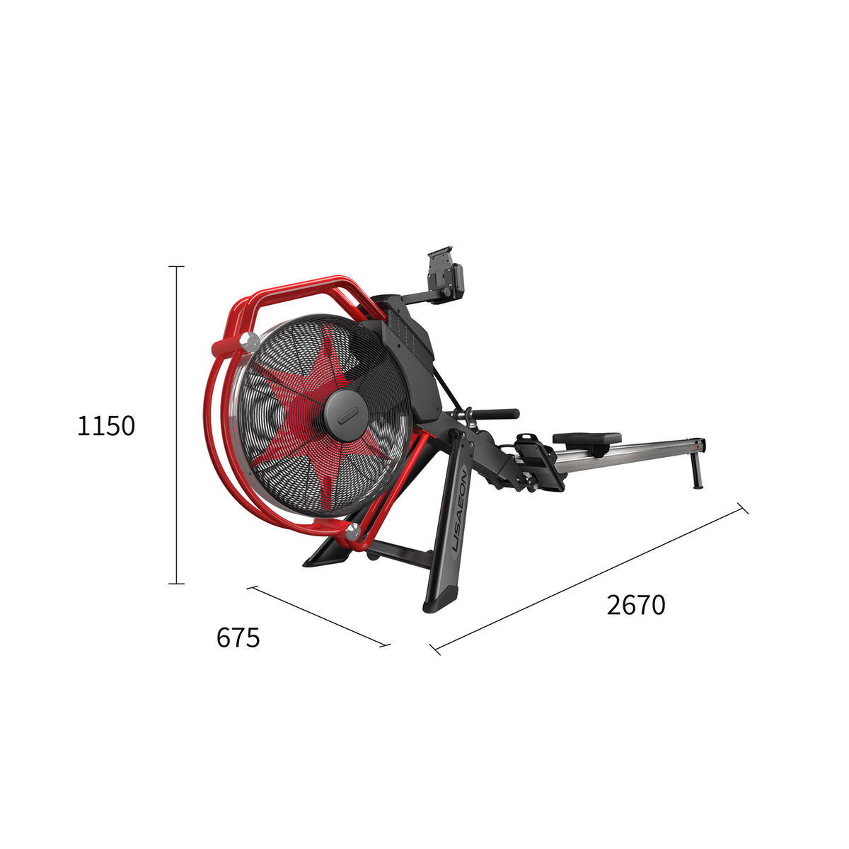 USAEON R90+ Premium Profi Rudergerät für Fitnessstudio - Abmessungen