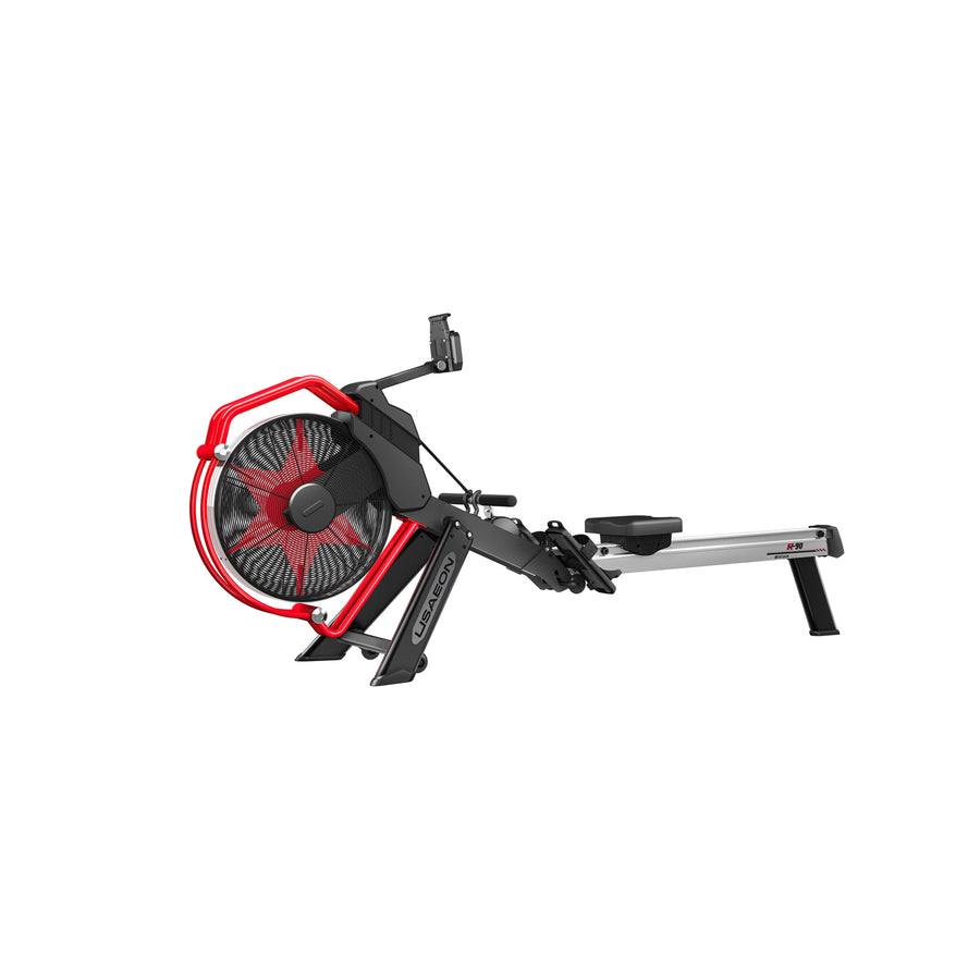 USAEON R90+ Premium Profi Rudergerät für Fitnessstudio - Seitenansicht - Luft- und Magnetwiderstand