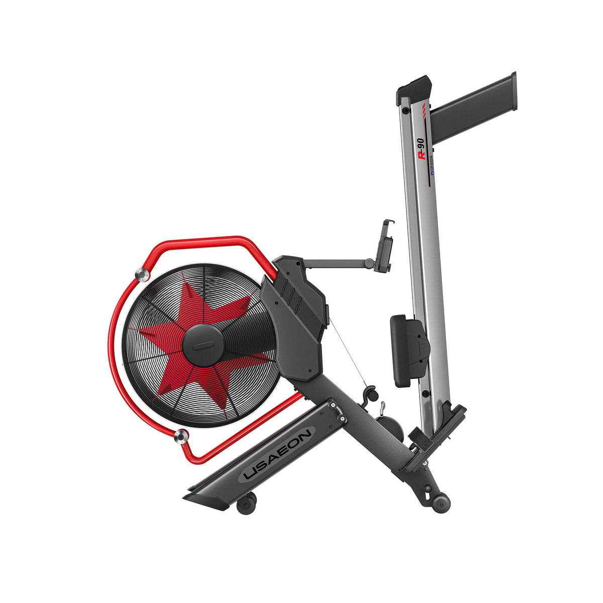 USAEON R90+ Premium Profi Rudergerät für Fitnessstudio - Perspektivansicht